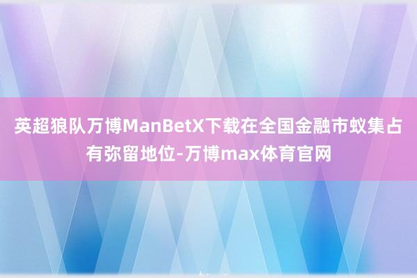 英超狼队万博ManBetX下载在全国金融市蚁集占有弥留地位-万博max体育官网