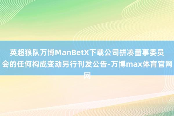 英超狼队万博ManBetX下载公司拼凑董事委员会的任何构成变动另行刊发公告-万博max体育官网