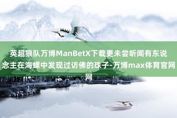 英超狼队万博ManBetX下载更未尝听闻有东说念主在海螺中发现过访佛的珠子-万博max体育官网