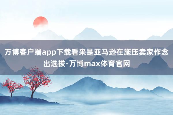 万博客户端app下载看来是亚马逊在施压卖家作念出选拔-万博max体育官网