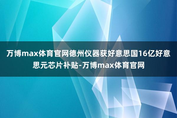 万博max体育官网德州仪器获好意思国16亿好意思元芯片补贴-万博max体育官网