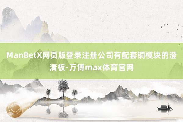 ManBetX网页版登录注册公司有配套铜模块的澄清板-万博max体育官网