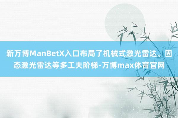 新万博ManBetX入口布局了机械式激光雷达、固态激光雷达等多工夫阶梯-万博max体育官网